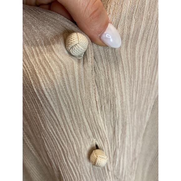 Vintage Barbara Lesser 90s Lagenlook Cotton Button Flowy Pleated Dress Medium - Picture 9 of 10